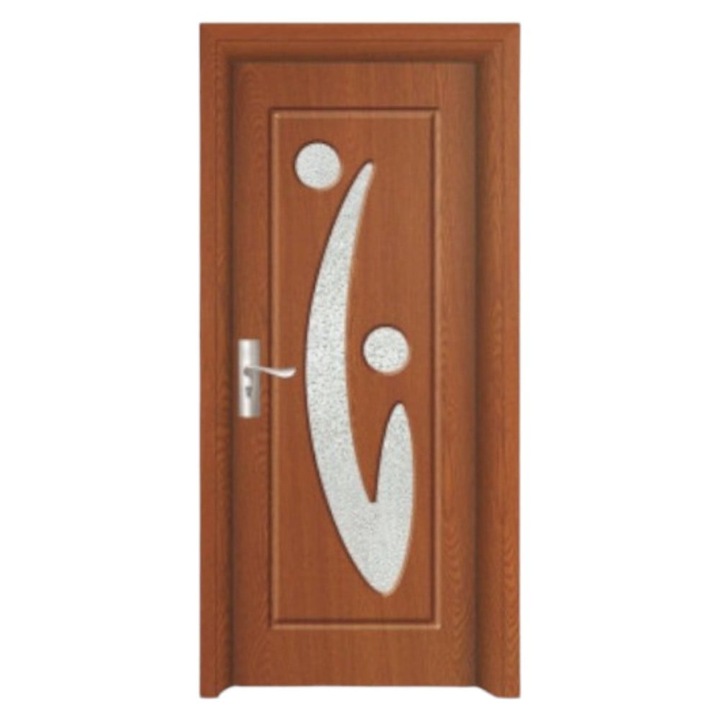 Usa interior din MDF Novo Doors ND70, Cadru din lemn masiv, Geam Sablat, Kit complet, Toc fix 10 cm inclus, Manere si balamale incluse, 60x200 cm, Maro