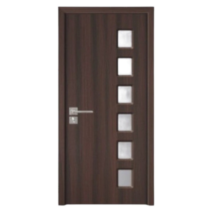 Usa interior din MDF Novo Doors ND319, Cadru din lemn masiv, Kit complet, Toc reglabil INCLUS, Plinta pe Ambele Parti, 80x200 cm, Wenge