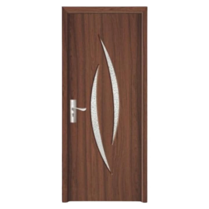Usa interior din MDF Novo Doors ND100, Cadru din lemn masiv, Geam Sablat, Kit complet, Toc reglabil INCLUS, Manere si balamale incluse, 60x200 cm, Maro inchis