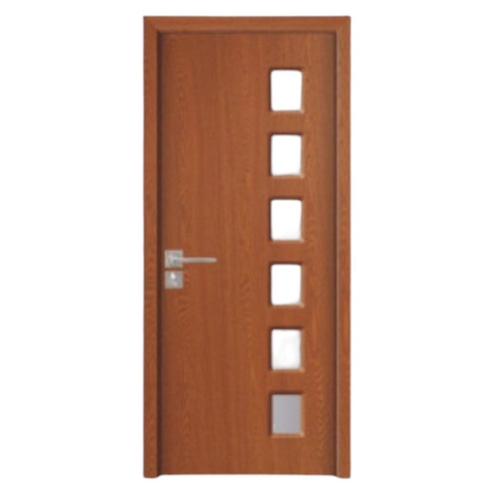 Usa interior din MDF Novo Doors ND319, Cadru din lemn masiv, Kit complet, Toc reglabil INCLUS, Plinta pe Ambele Parti, 60x200 cm, Maro