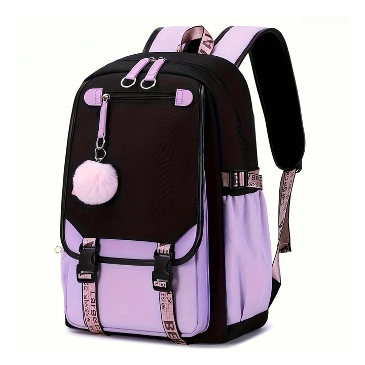 Intelligens táska, NEVERMORE, USB porttal, 46x29x16 cm, Lila