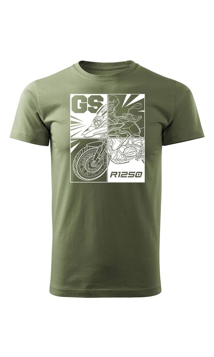 Tricou Barbati, Topslang, BMW GS 1250 Adventure, 1563-4, Kaki, M EU