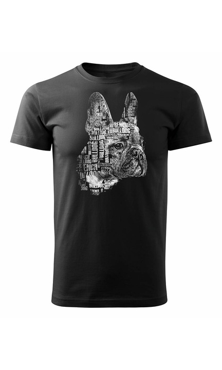 Мъжка тениска, Topslang, френски булдог, 957-4, черна, M EU