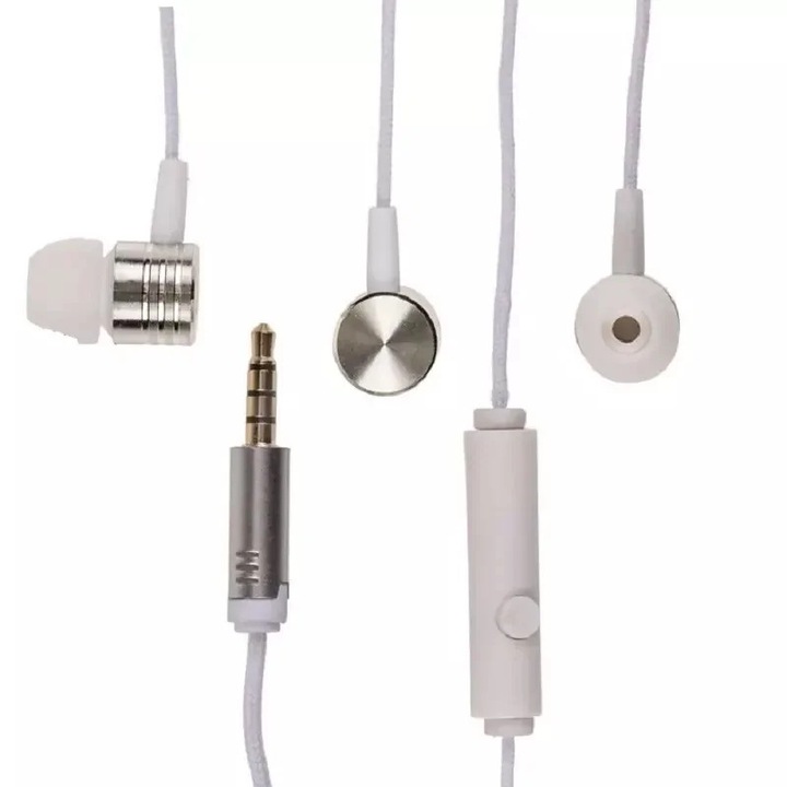 Casti In Ear cu microfon, 1.2 m, Gonga® Alb