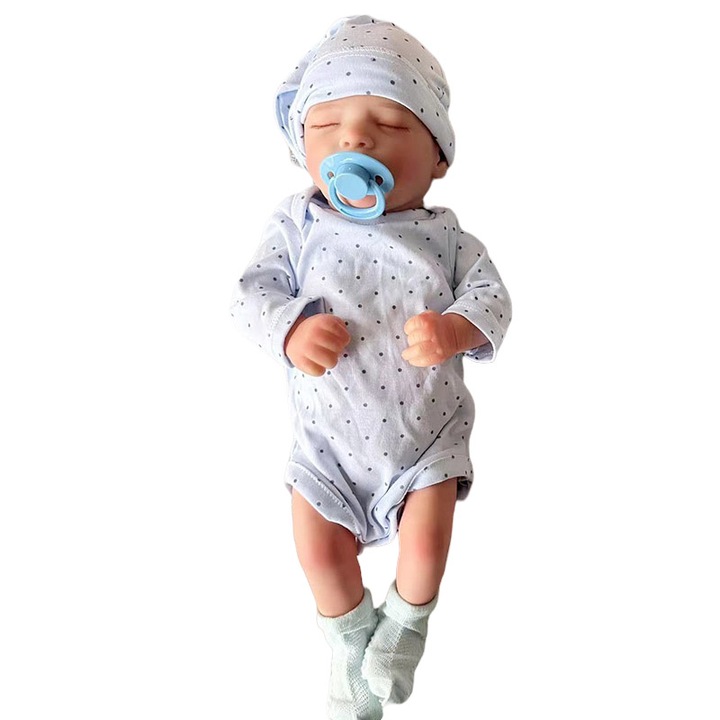 Játékbaba, IBEBE, 45 cm, vinil, kék, valósághű megjelenés