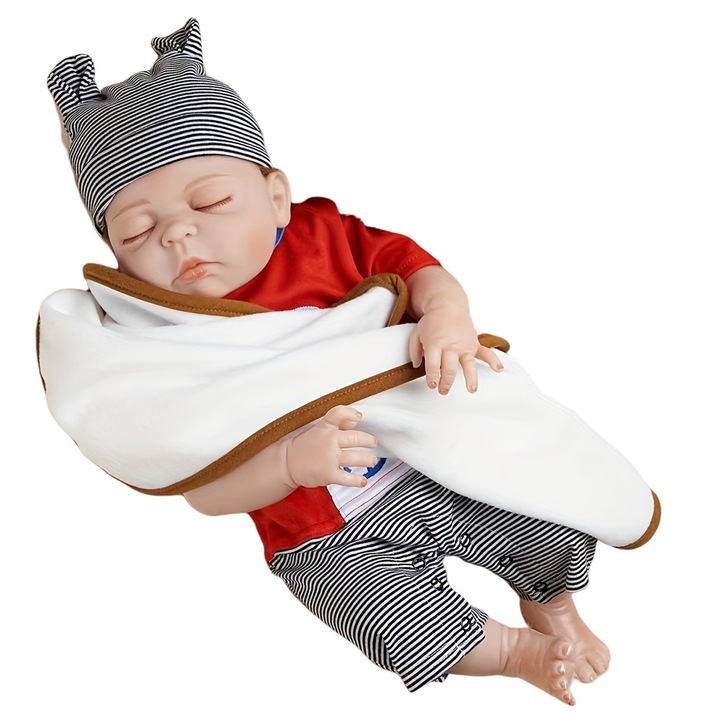 Baba, Piros, IBEBE, bakelit, 45 cm, alvó helyzet