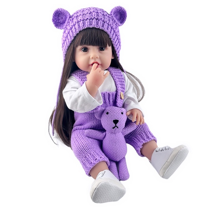 Gyerekbaba, IBEBE, 3 év+ lila, 50cm, Hosszú haj