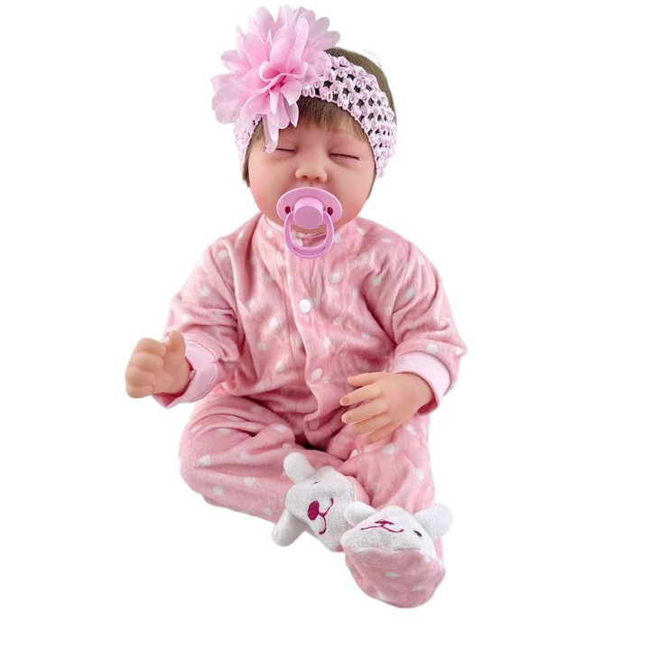 Baba, IBEBE, szövettest, rózsaszín, paróka, 50 cm, nyúl modell