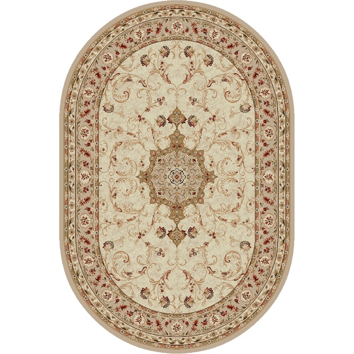 Klasszikus szőnyeg, Home Vista, Lotos 523, ovális, bézs/krém, 60x110 cm