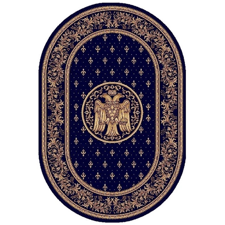 Covor Bisericesc, Home Vista, Lotos 15032, Oval, Albastru, 80x150 cm