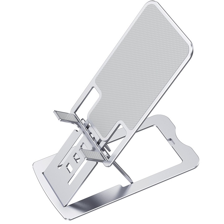 Suport telefon si tableta, AHA PRINT®, pentru birou, portabil, pliabil, aliaj de aluminiu, unghi si inaltime reglabile, compatibil telefon si tableta, 4.7-12inch