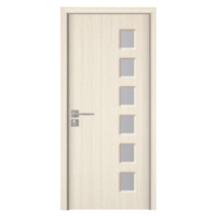 Usa interior din MDF Novo Doors ND319, Cadru din lemn masiv, Kit complet, Toc reglabil INCLUS, Plinta pe Ambele Parti, 80x200 cm, Crem