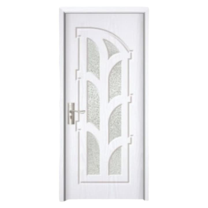 Интериорна MDF врата Novo Doors ND308, Каса от масивно дърво, Пълен комплект, Регулируема каса ВКЛЮЧЕНА, Цокъл от двете страни, 80x200 см, Бял