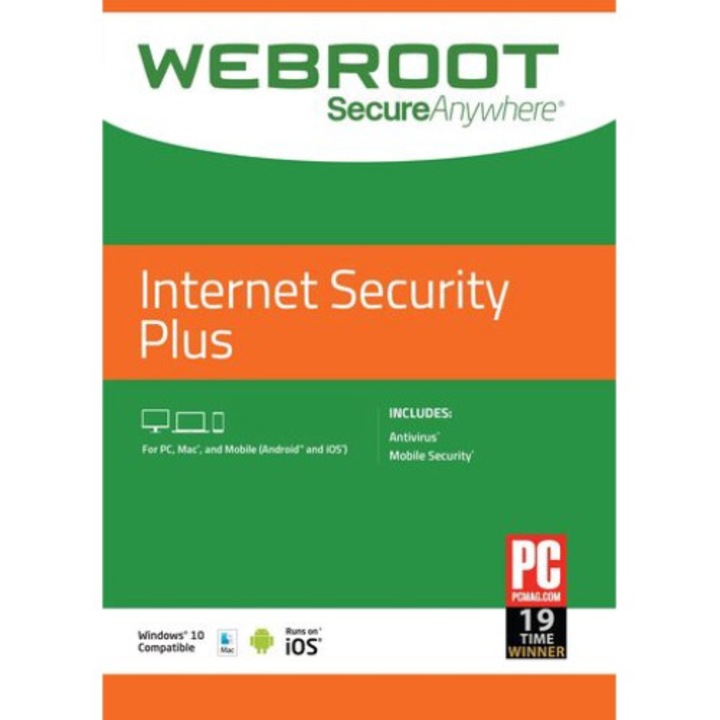 Antivirus Webroot SecureAnywhere Internet Security Plus, 2 Ani, 3 Dispozitive Digital Key