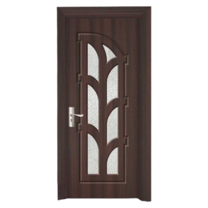 Usa interior din MDF Novo Doors ND308, Cadru din lemn masiv, Geam Sablat, Kit complet, Toc reglabil INCLUS, Manere si balamale incluse, 60x200 cm, Wenge