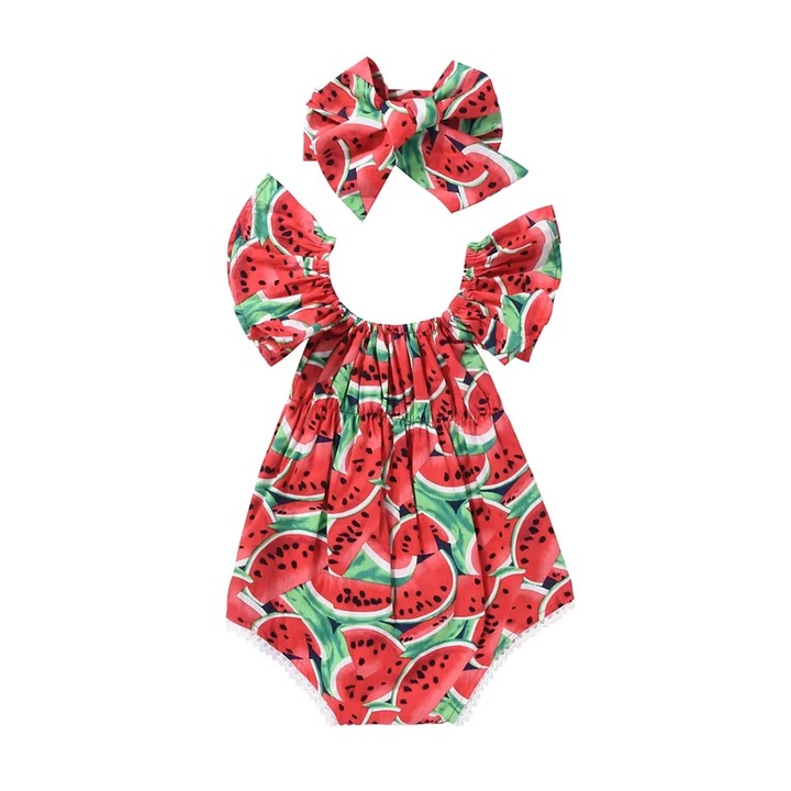 Set Body Cu Bentita, Rosu/Alb/Verde