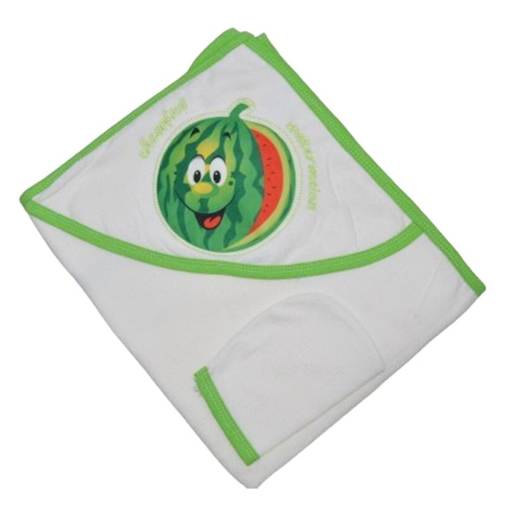 Prosop cu gluga pentru copii Minijunior180424, Verde 100 x 90 cm