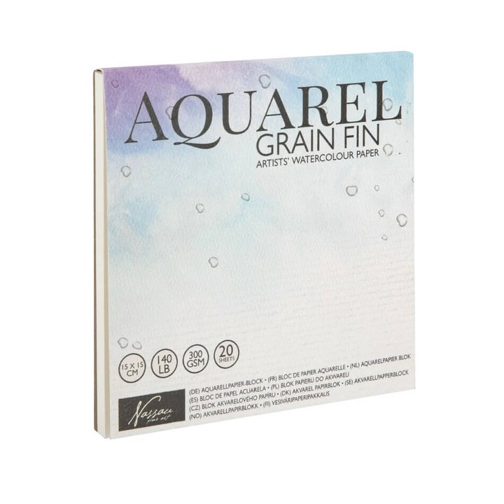 Bloc desen mini pentru tehnica aquarel 15x15 cm 20 file 300 grame