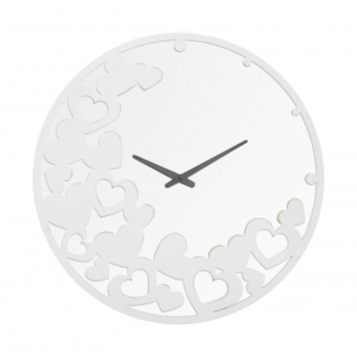 Dekoratív fehér fém és üveg óra, ø 55 cm, szív Mauro Ferreti
