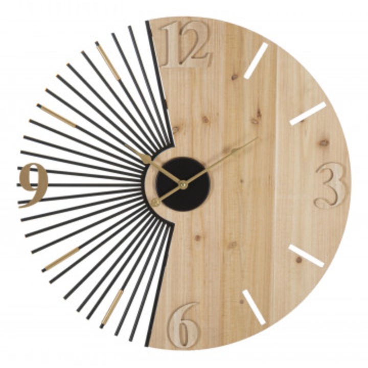 Fekete / bézs dekoratív óra MDF-ből és fémből, ø 60 cm, Wordy Mauro Ferreti
