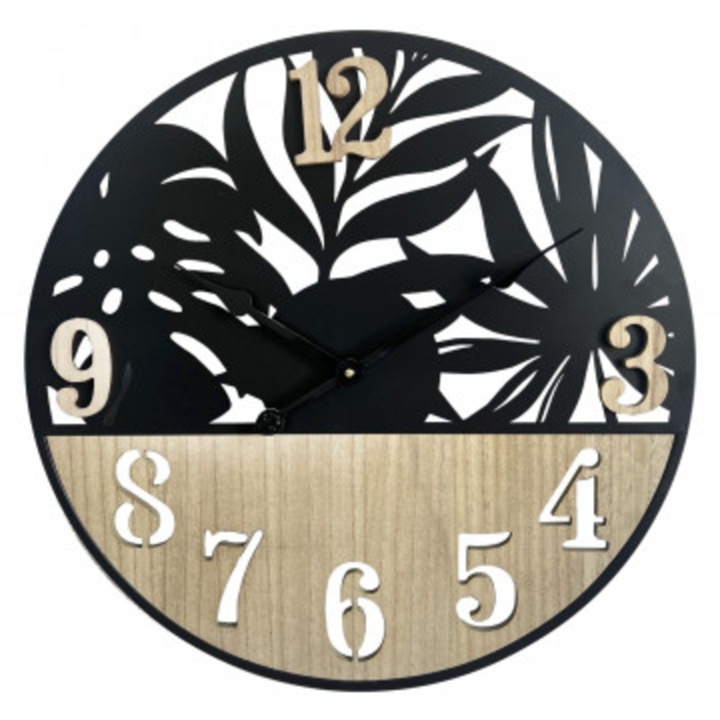Fekete / bézs fém és MDF dekoratív óra, ø 60 cm, Palm Mauro Ferreti