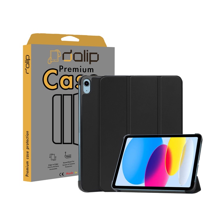 Husa pentru Apple iPad Air 4 (2020)/ Air 5 (2022), Dalip Flip Protect 360° Landscape View, Piele ecologica, Negru