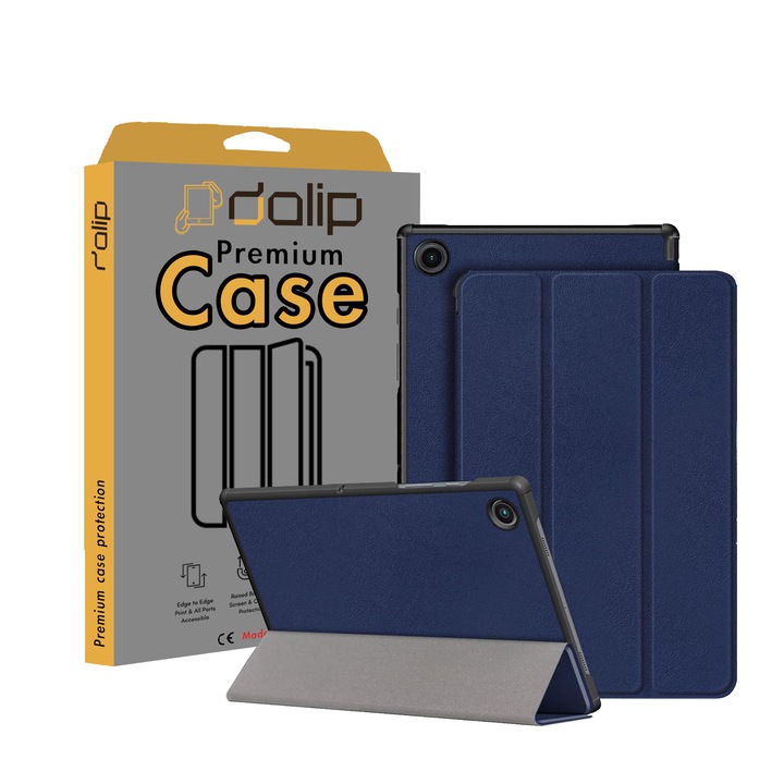 Husa pentru Lenovo Tab M8 Gen 4 8.0", Dalip Flip Protect 360° Landscape View, Piele ecologica, Albastru
