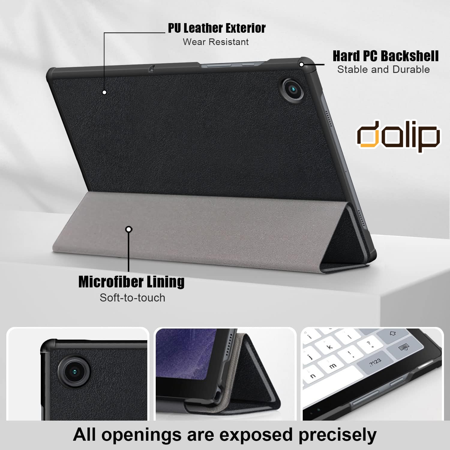 Husa pentru Lenovo Tab P11 Pro Gen 2, Dalip Flip Protect 360° Landscape View, Piele ecologica, Negru