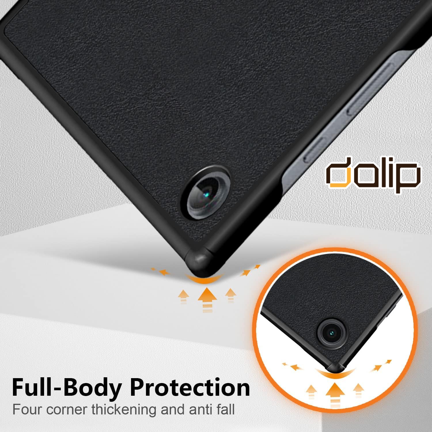 Husa pentru Lenovo Tab P11 Pro Gen 2, Dalip Flip Protect 360° Landscape View, Piele ecologica, Negru