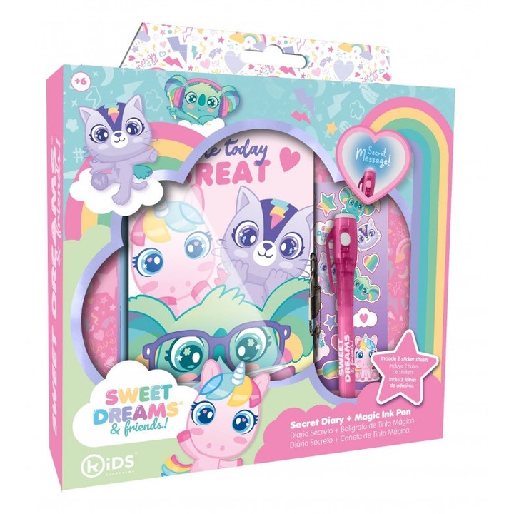 Jurnal cu stilou magic Sweet Dreams, Kids Euroswan, 23.5x23x5.5cm