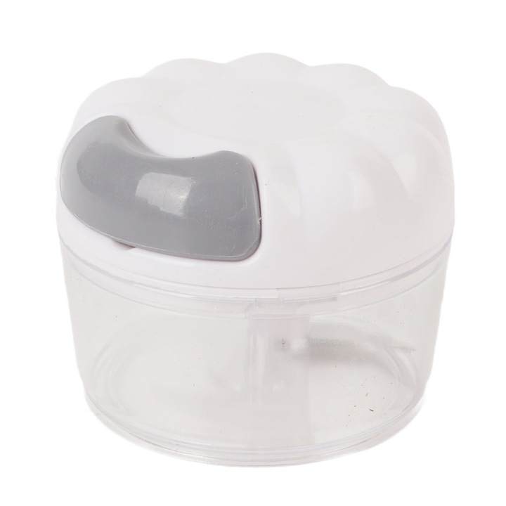 Tocator usturoi QttvbTna, plastic si inox, alb, 9x7cm