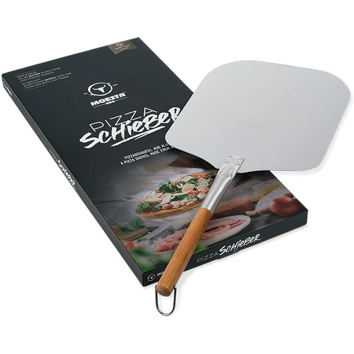 Paleta de pizza, lemn si aluminiu, suprafata alunecare 305x355mm