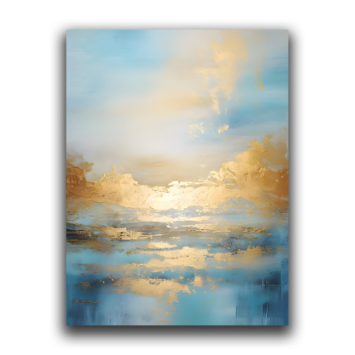 Prémium vászonfestmény, LuxCanva® C1231, Sunrise Over the Sea, 75 X 100 CM, 100% Pamut vászon 400g/m2, Fakeret, Relaxáció, Nappali, Élénk színek