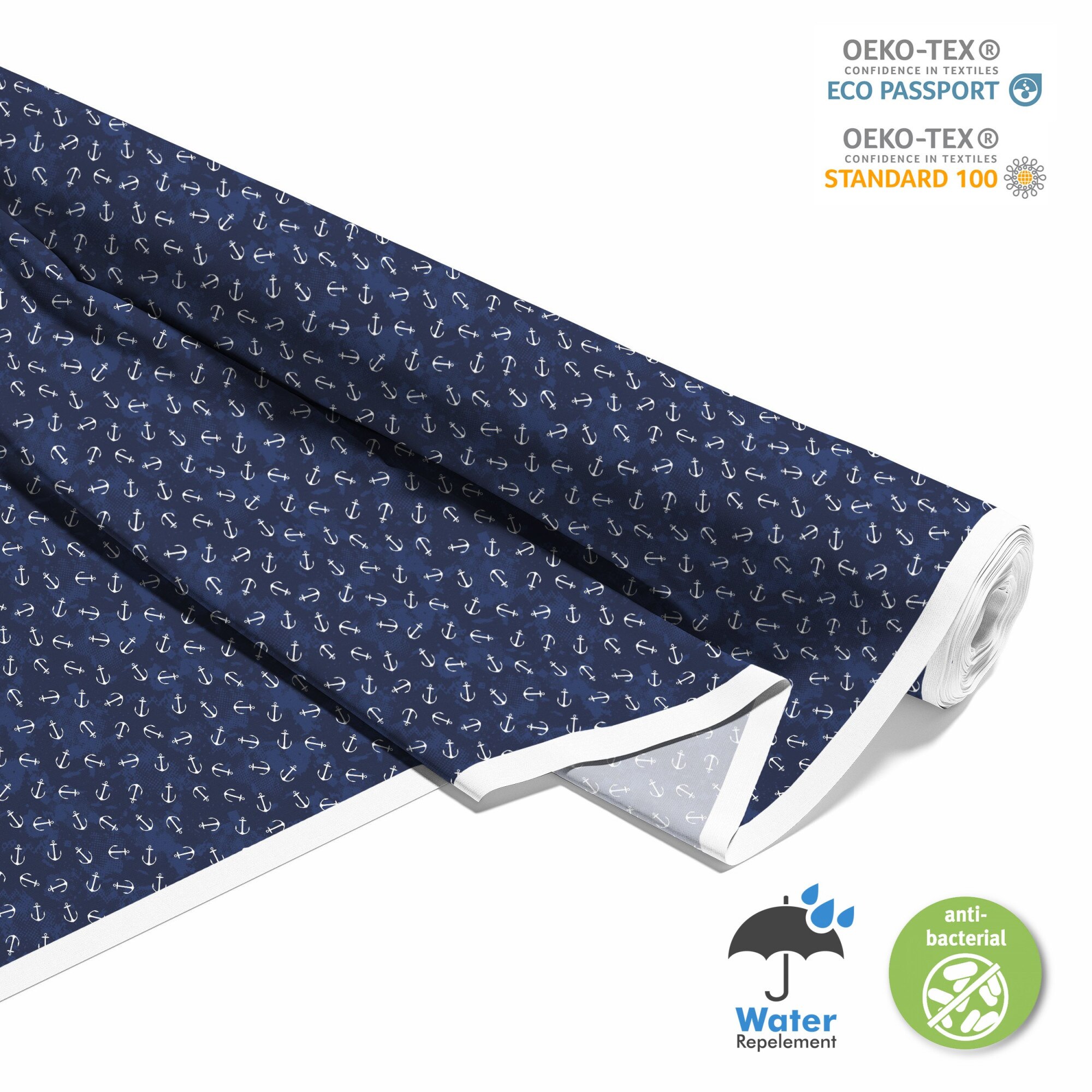 Material textil, Ancora pe bleumarin, Poliester 100%, 210g/pm