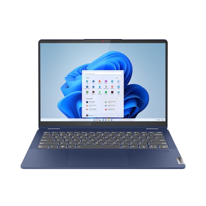 Laptop Lenovo IdeaPad Flex 5 Hybrid (2-in-1), 14" WUXGA Touchscreen, AMD Ryzen™ 7 7730U pana la 4.5 GHz, 16 GB RAM LPDDR4x 4266, 512 GB SSD, AMD Radeon, Windows 11 Home, Abyss Blue LPDDR4X