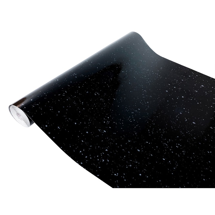 Autocolant pentru mobila sub forma de sticker granit negru, vanzare la metru, 67.5 x 100 cm, DecoMeister®, D050-067-0100