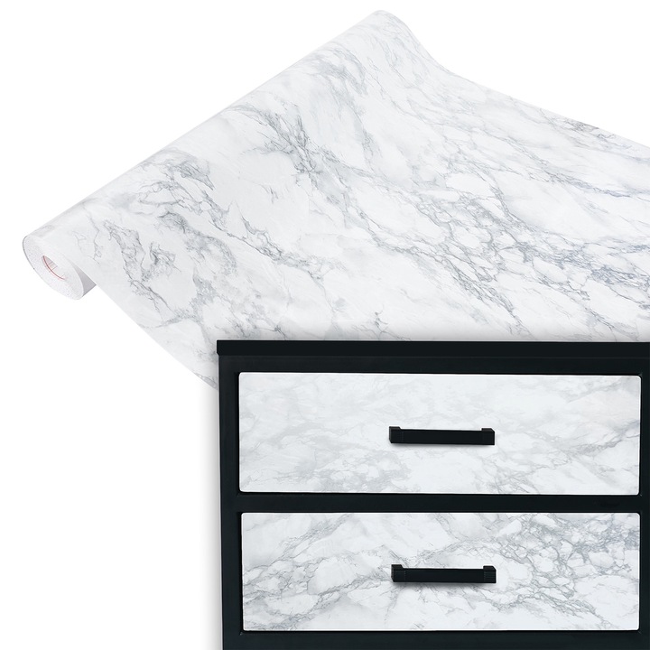 Autocolant pentru dulap de haine sub forma de sticker, vanzare la metru, 67.5 x 100 cm, DecoMeister®, Model Cortes Argintiu, D052-067-0100