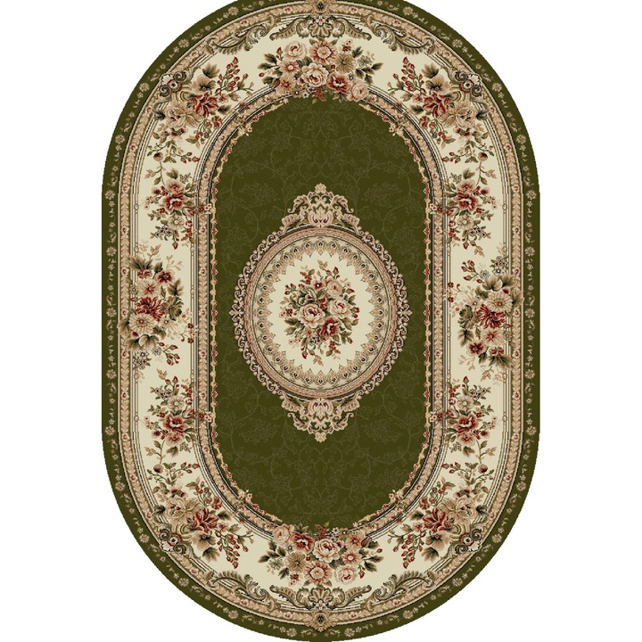 Covor Clasic, Home Vista, Lotos 571, Oval, Verde, 80x150 cm
