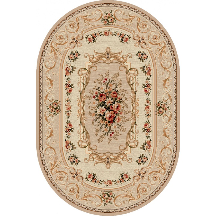 Klasszikus szőnyeg, Home Vista, Lotos 535, ovális, bézs/krém, 100x200 cm