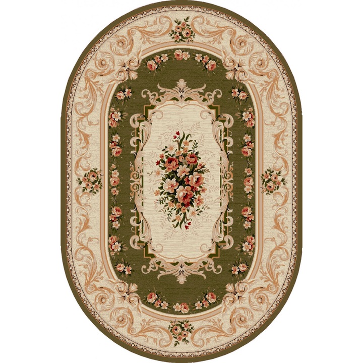 Kилим, Home Vista, Lotos 535, Овал, Зелен, 60x110 см