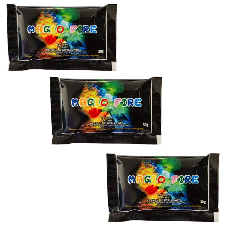 Set 3 pachete colorate pentru foc, pentru tabara si gratar, multicolor