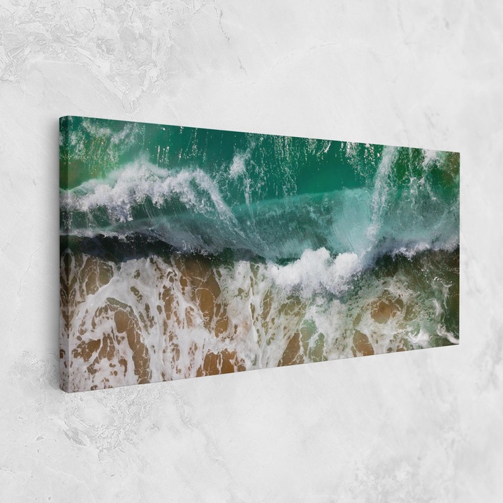 Картина на платно, ARTHUB, 40x80 cm | Спалня и Дневна, Пейзажи, Плажове, Green Waves Beach