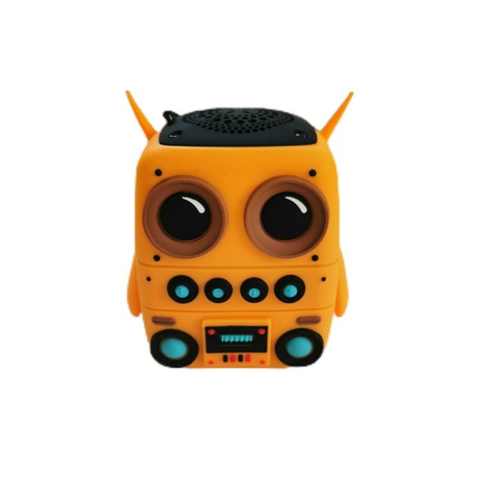 Boxa Portabila Impermeabila, design Bufnita Cartoon, Bluetooth 5.0, Galben, Silicon