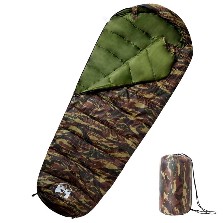 Sac de dormit tip mumie pentru adulti de camping vidaXL, 3 anotimpuri, 1.2 Kg