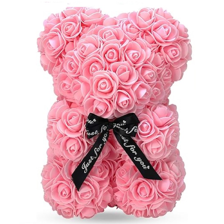 Rose Bear GRSCIA-SV, Rózsa maci, kézzel készült, Pink, 25 cm