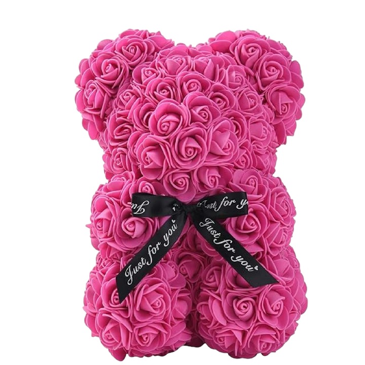 Rózsamedve GRSCIA-SV, Rózsamedve, Kézzel készített, Ciklámen, 25 cm