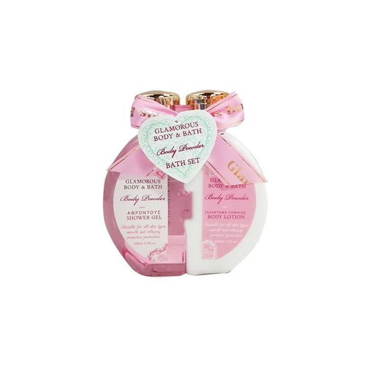 Set cadou FOLIA COSMETICS Glamorous Body & Bath, gel de dus si lotiune corp, aroma pudra, 320ml