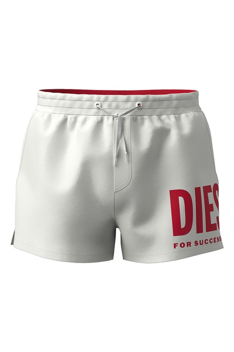 Diesel, Pantaloni scurti de baie cu logo, Rosu/Alb
