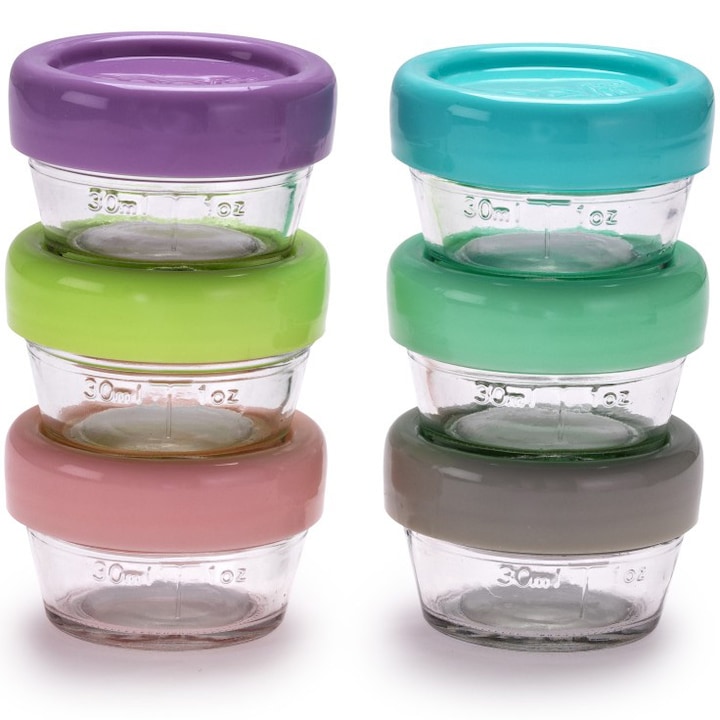 Комплект 6 броя стъклени съдове за съхранение на бебешка храна Melii, 59 мл