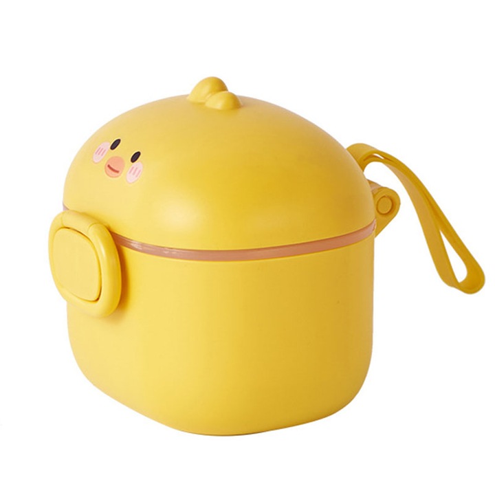 Кутия за съхранение на мляко на прах, Rqiurpn, 400 мл, разделена на отделения със запечатване, преносима, жълта